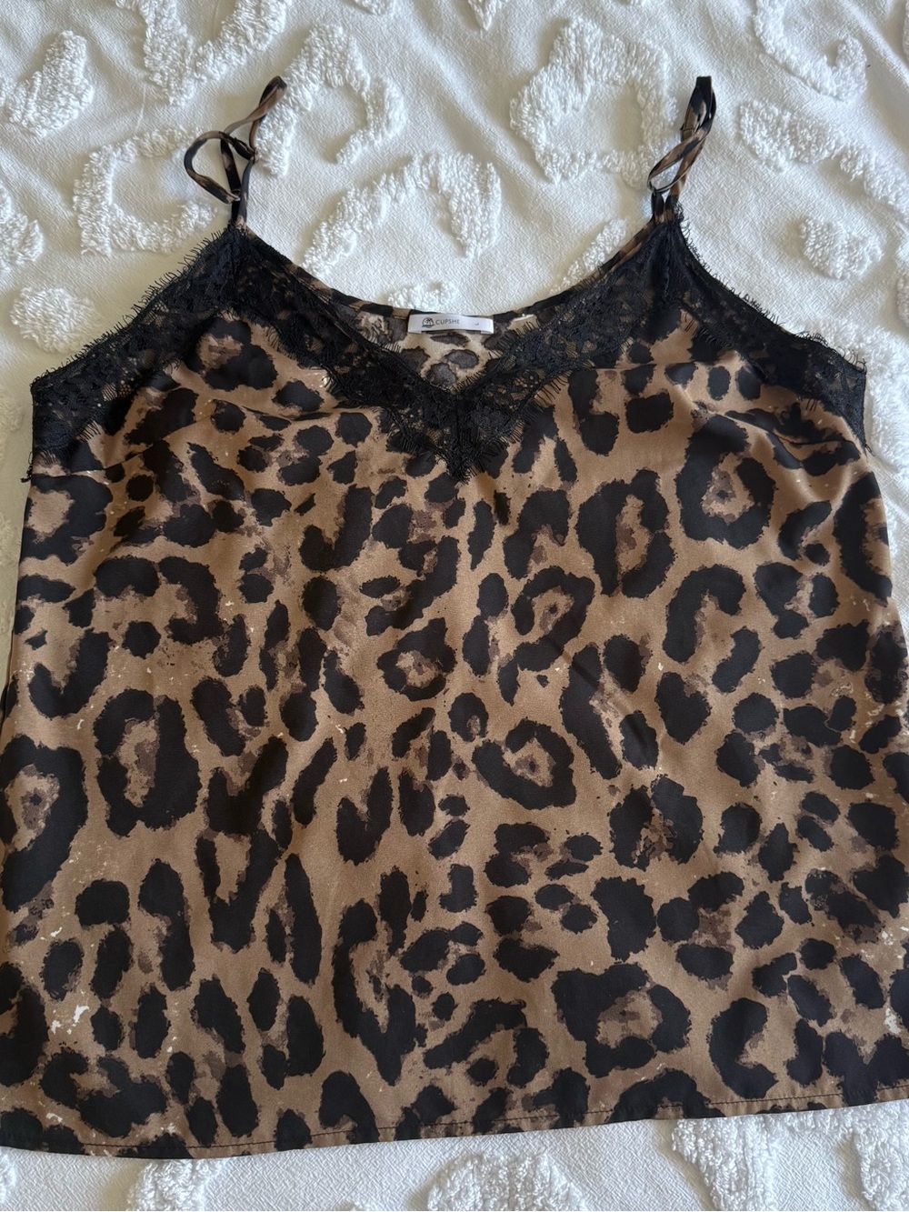 Cupshe Leopard Print Lace-Trim Cami Top - Brown/Black